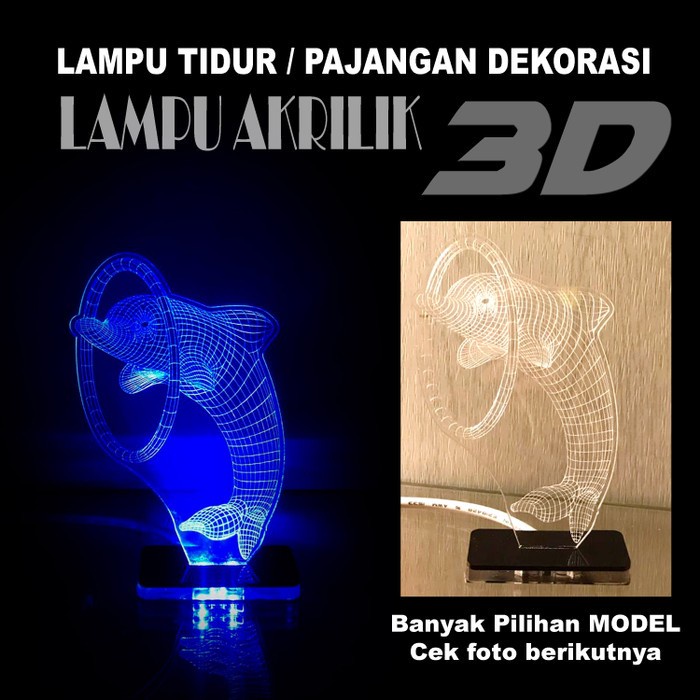 Lampu Tidur Hias LED 3D Akrilik Transparant Kaca Bening Pajangan Hias By.ADN.in