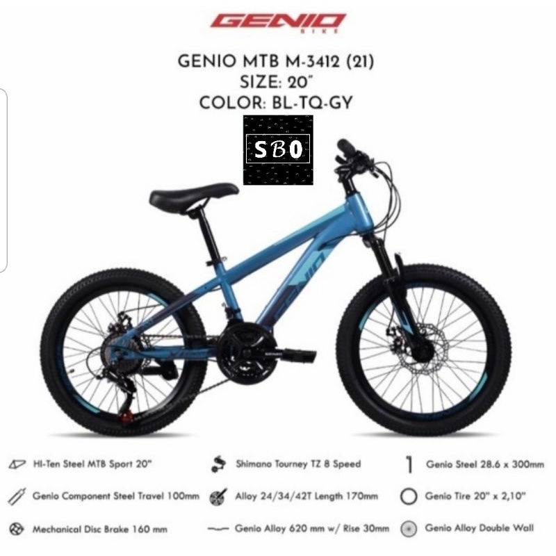 Sepeda MTB 20 Inch Genio M3412 Terbaru