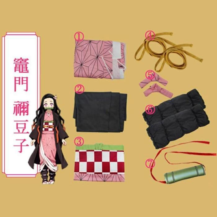 Kostum Cosplay Costume Kimetsu No Yaiba Kamado Nezuko Full Set + Acc