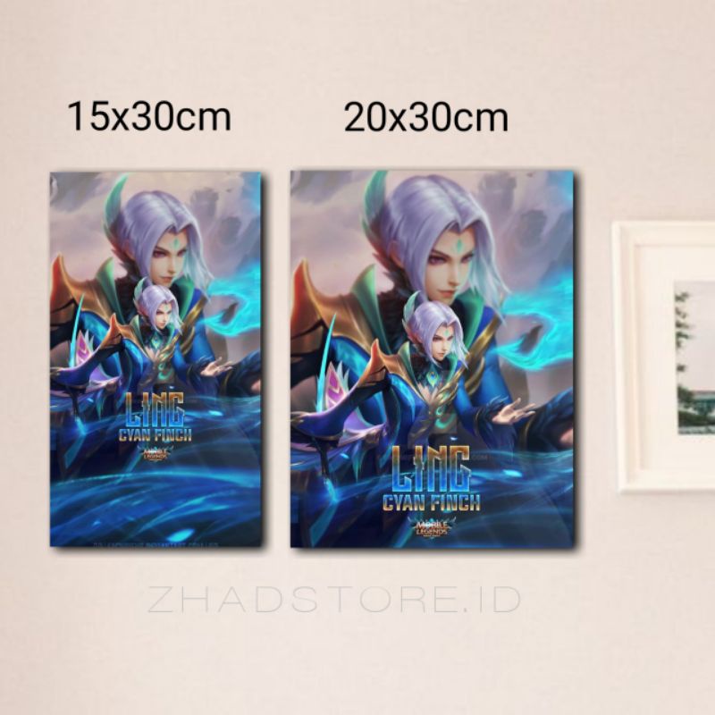 Poster Frame Kayu Skin Ling Mobile Legend Hiasan Dinding Kamar walldecor Evos Rrq Onic Alterego