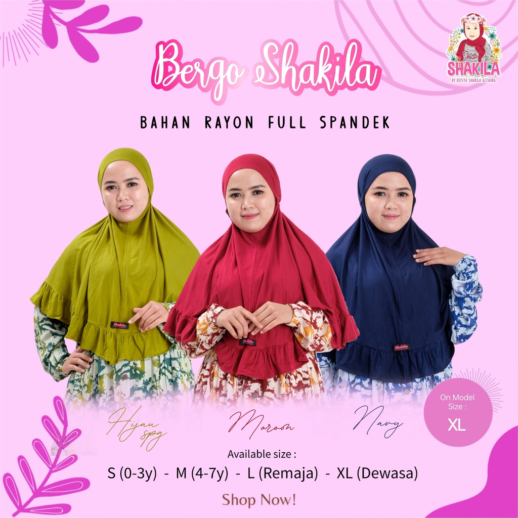 Jilbab Bergo Rempel Instan Aneka Warna Dan Ukuran Rayon Spandek Halus Bagus Elastis  Nyaman Adem