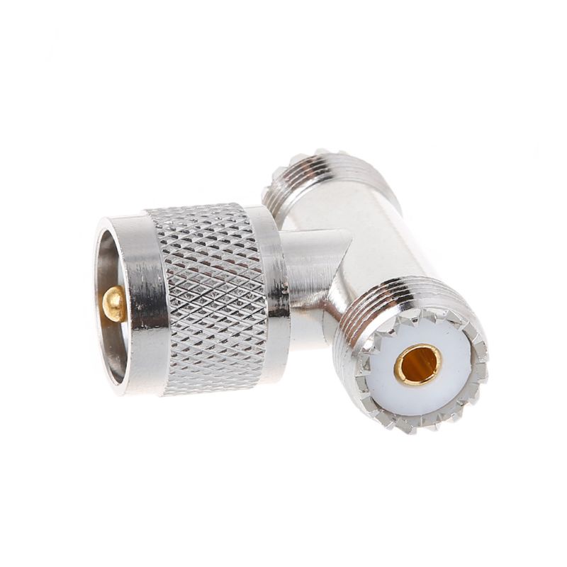 zzz T Shape UHF Male PL259 To 2 UHF Female SO239 Triple RF Connector 3-way Coaxial Adapter