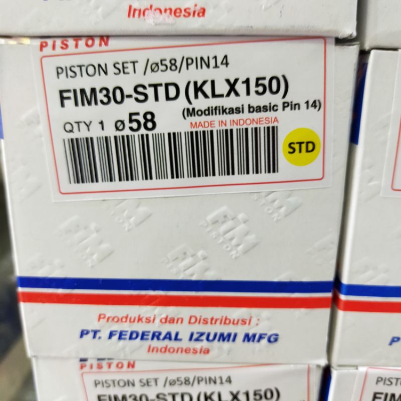 Piston Kit Seher Set FIM 30 Izumi Racing KLX150 Dtraker Harian Diameter 58 58 5 59 59 5 60 pen 14-OS STD
