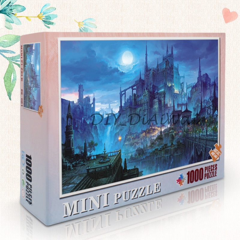 Mini Puzzle 1000 pcs Mainan Jigsaw Puzzle - Castle Night