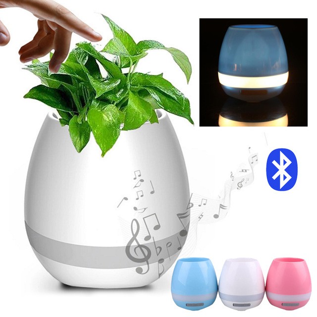 Smart Creative Music Touch Sensitive Flower Pot Vase Bluetooth Audio Speaker with 7 Colors Mood