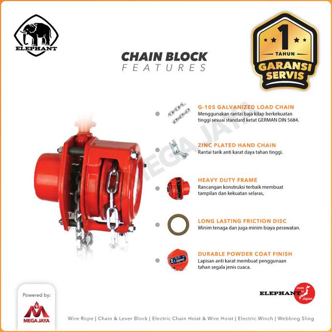 Chain Block / Takel 3 Ton X 15 Meter Elephant