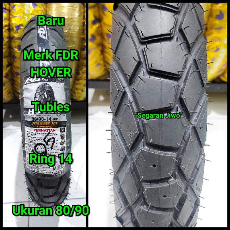 Ban tubles motor matic ring 14 ukuran 80/90 merk FDR HOVER ban depan Honda beat, vario 110, vario 12