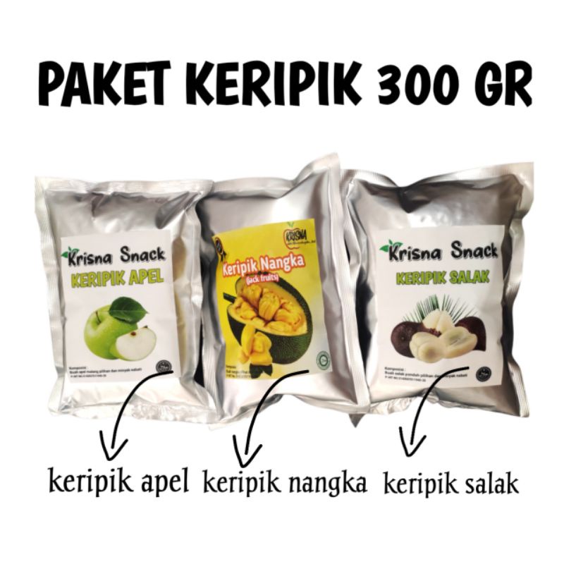 PAKET 3 PCS KERIPIK BUAH APEL,NANGKA,SALAK PONDOH (300GR) | KERIPIK BUAH MURAH