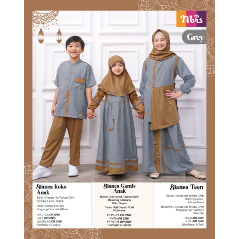 SARIMBIT NIBRAS TERBARU 2021 BIANCA GREY//GAMIS ANAK//KOKO ANAK