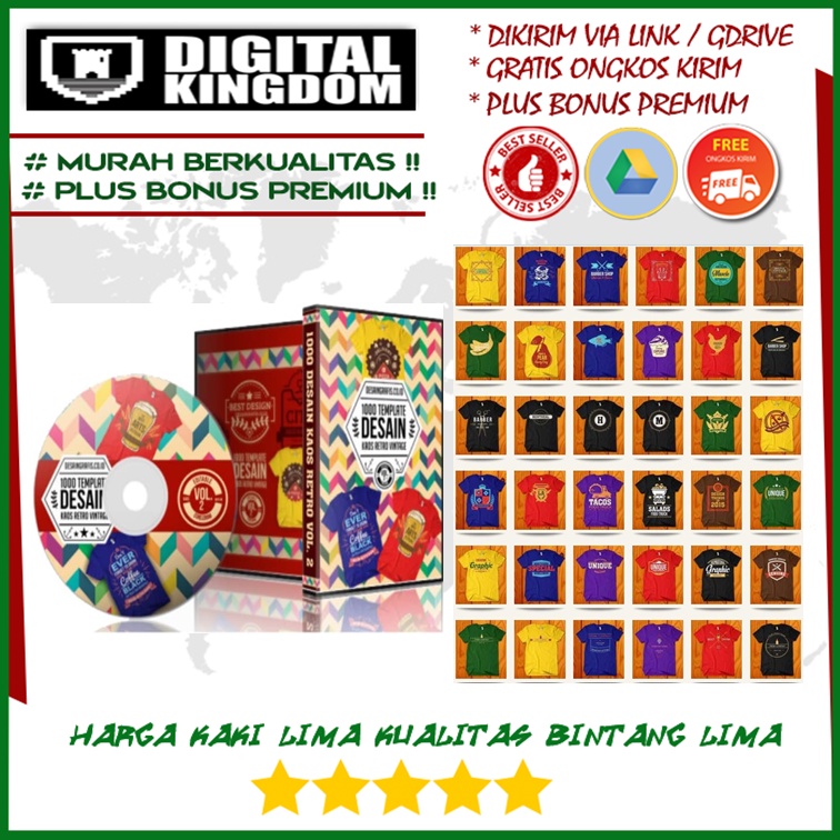 Koleksi 1000 Template Desain Kaos Baju Tshirt Retro Style Vol. 02