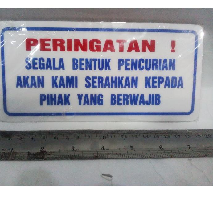 

For Sale Label tulisan papan Peringatan pencuri toko" signboard plat di kasir !!