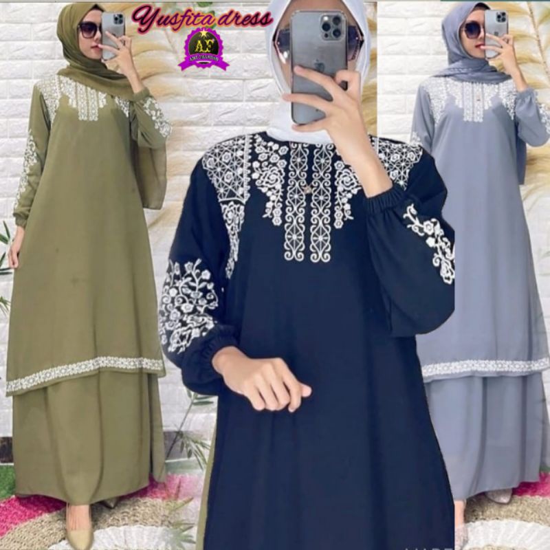 M L XL XXL Baju Gamis ukuran Jumbo Terbaru 2021 BIG SIZE LD 120 Kaffa Syari Matt Ceruty Babydoll Set