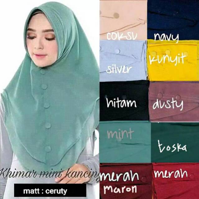 Khimar Kancing mini/Jilbab Ceruty 2 layer