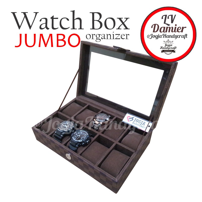 (JUMBO) Kotak Tempat Jam Tangan Isi 10 Sport , Box Jam, Watch Box, Wadah Jam Damier