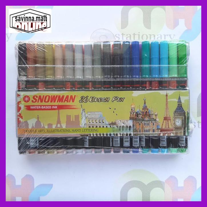 

U0Uo879- Paket 36 Warna Snowman Brushpen Brush Pen Kuas Spidol Kaligrafi Warna Y7Ry688-