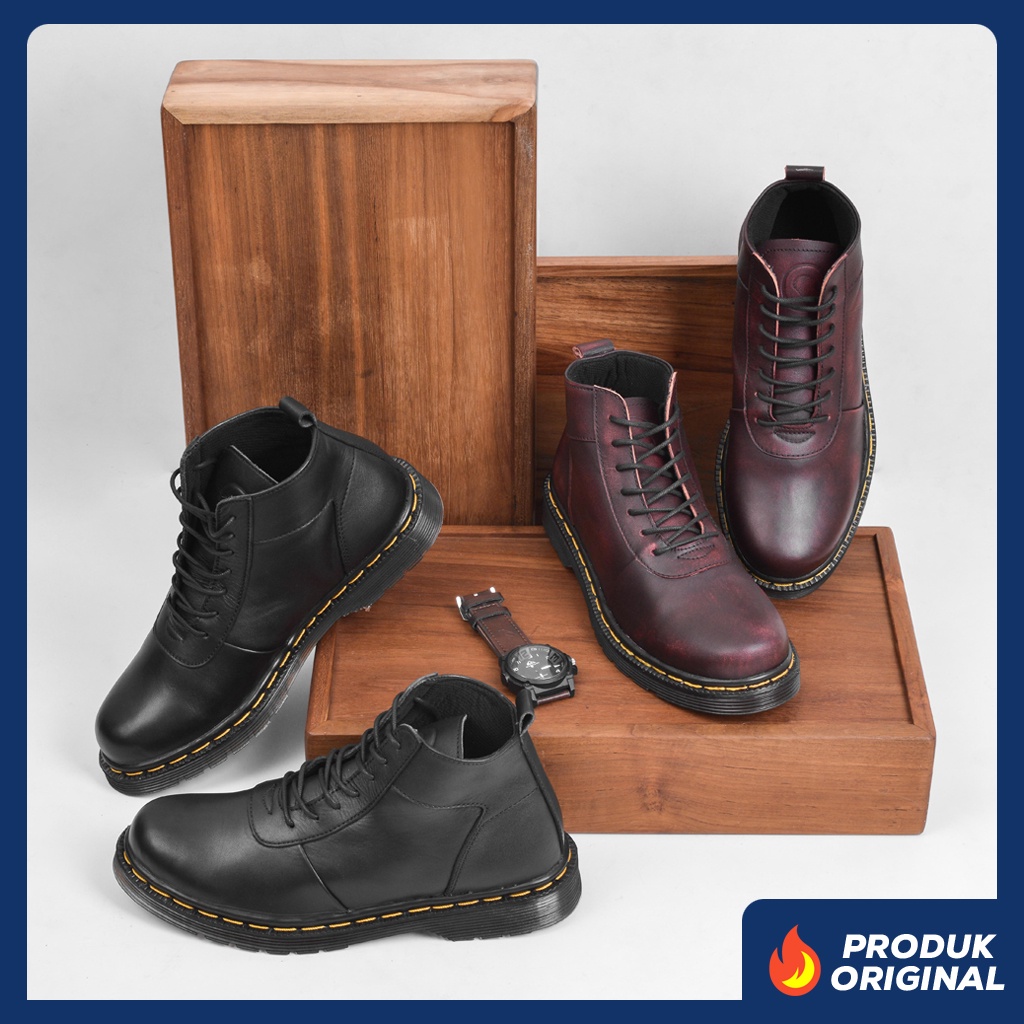 SVEND 02 SERIES ORIGINAL x GREATA Sepatu Kulit Sapi Asli Pria Boots Tali Casual Semi Formal Vintage Jalan Santai Main Hangout Kuliah Kerja Kantor Boot Model Docmart Classic Genuine Leather Shoes Motor Bikers Touring Footwear Keren Terbaru Kekinian 2 0.2