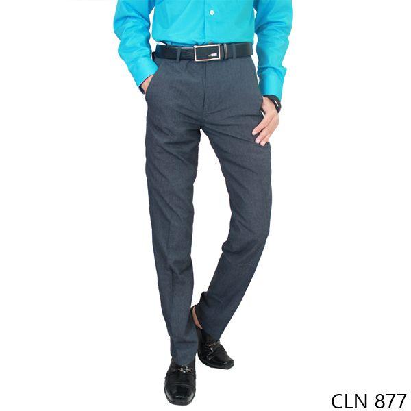 Mens Slim Fit Smart Suit Trousers Katun Abu Tua  - CLN 877