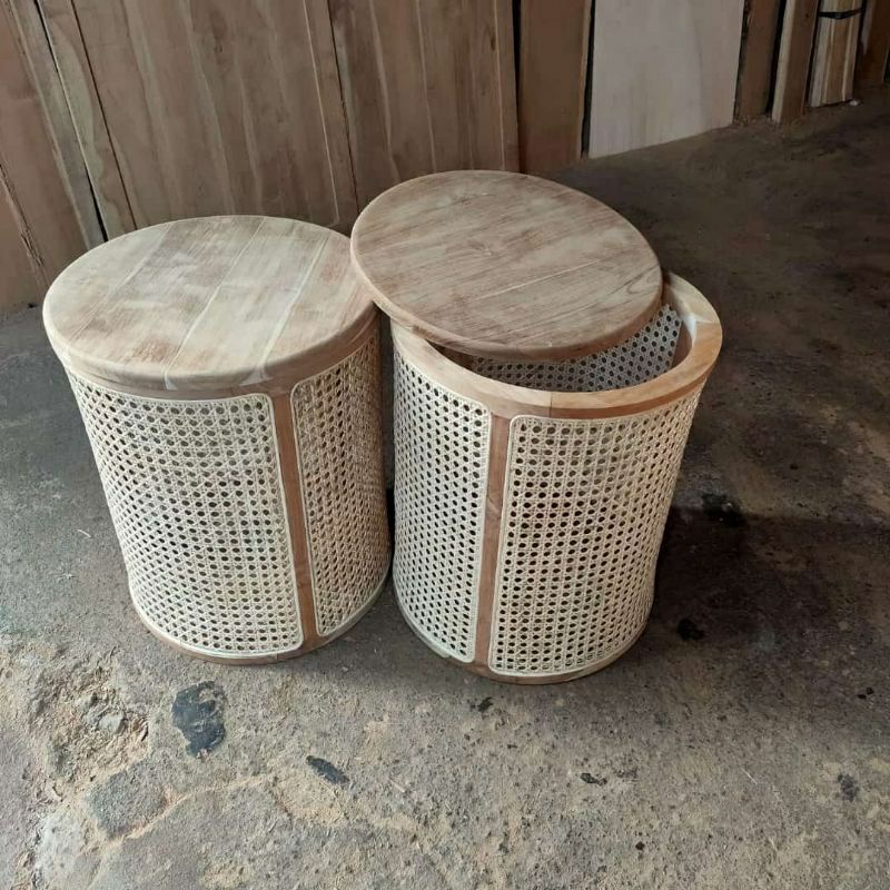 Keranjang laundry jati rotan