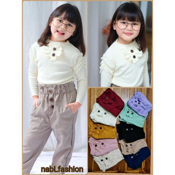 Zemira ruffle allsize 2-6 tahun kecil / kaos ruffle panjang / kaos anak perempuan / angelina knit long sleeve