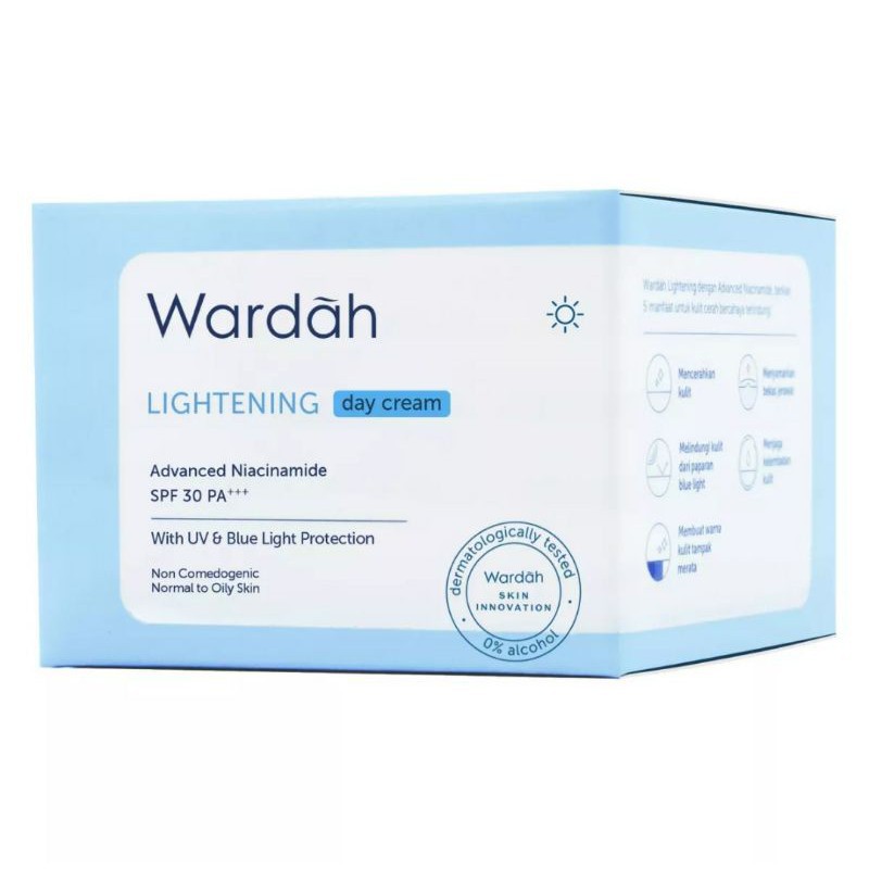Wardah Lightening Day Cream Advanced Niacinamide 30 g - Pelembab untuk Kulit Cenderung Kering