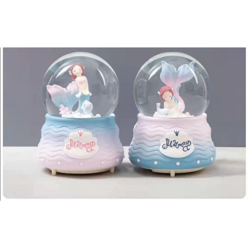 snowball musik bola air salju putar otomatis jumbo princess mermaid Ariel kotak musik klasik kado ul