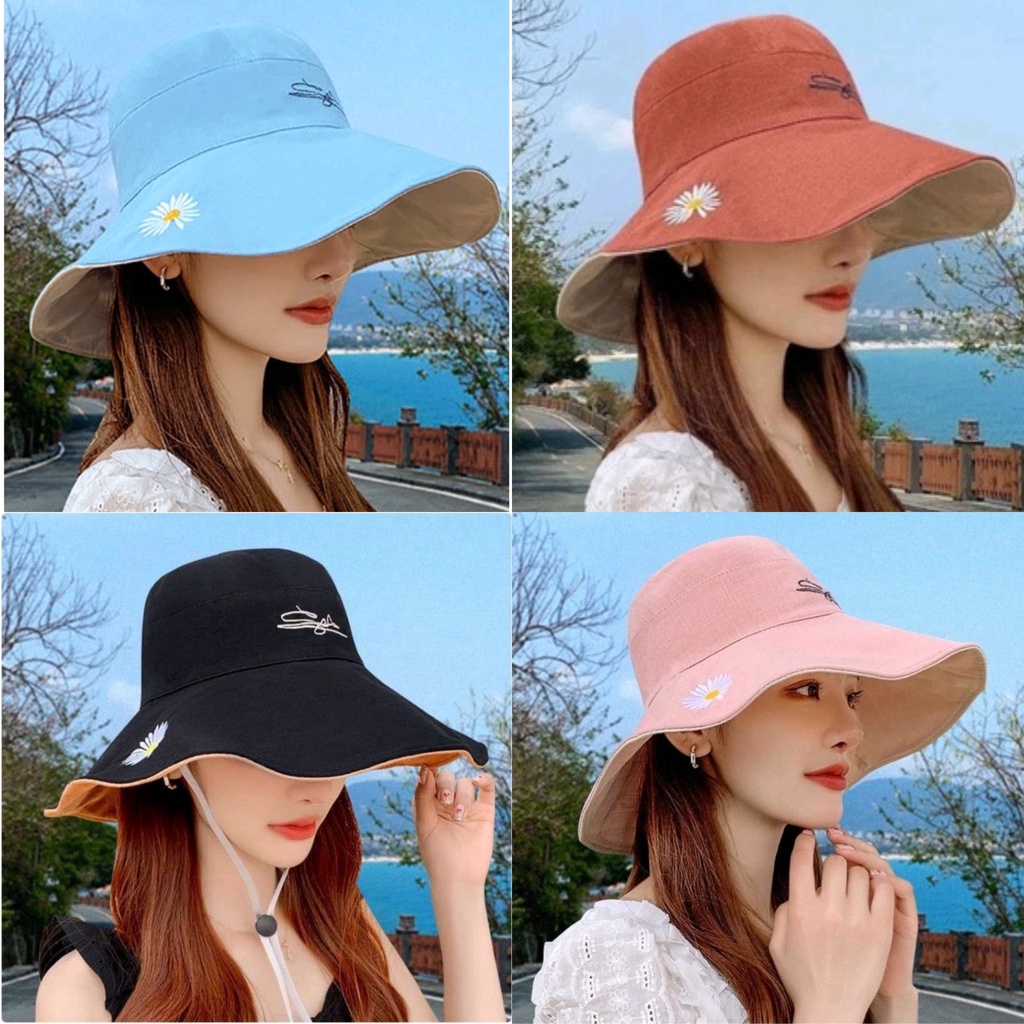 Topi Import Premium / Topi Fashion Wanita / Topi Bucket Hats Lebar Ala Korea Style