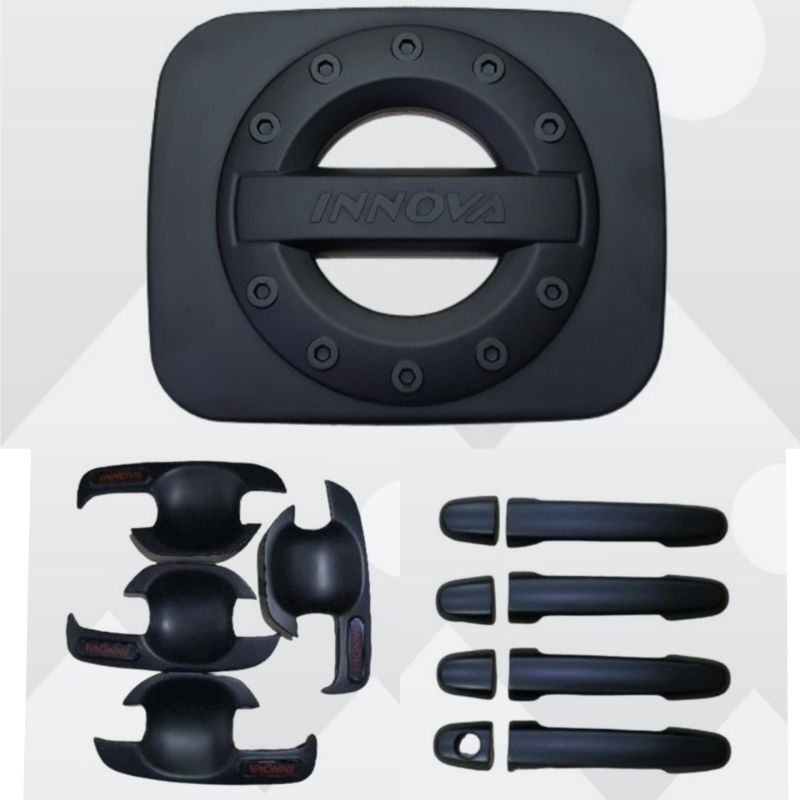 PAKET Tank Cover Handle &amp; Outer Hitam Doff Mobil INNOVA NEW 2009-2015