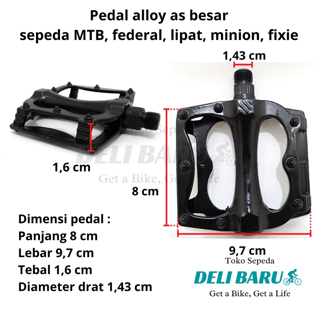 Deli baru Pedal Alloy tapak lebar as besar sepeda MTB, federal, lipat, mini, fixie