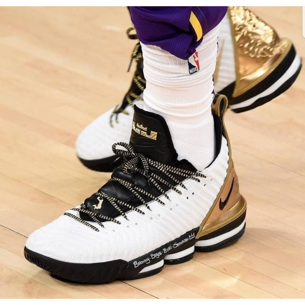 nike lebron 16 white and gold