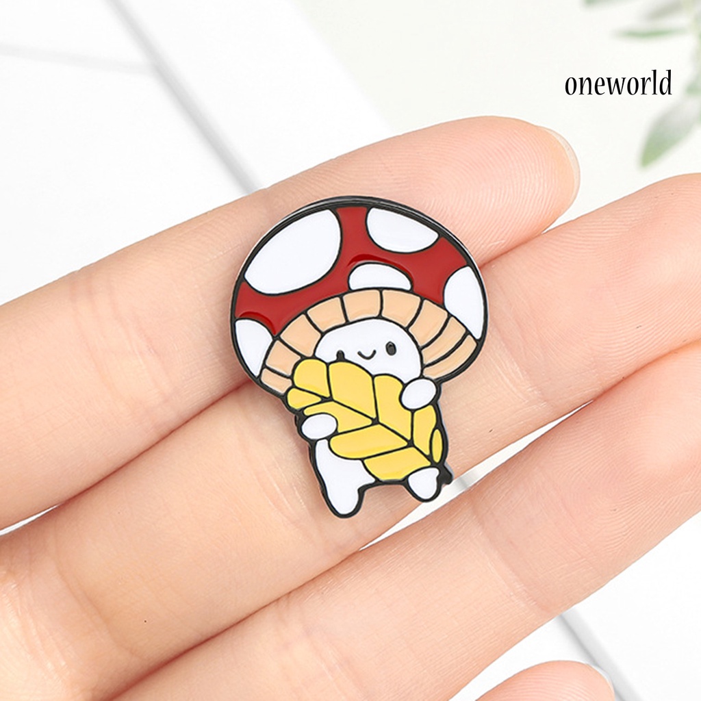 OW@ Brooch Anti-emptied Mushroom Pattern Multicolor Mushroom Bag Clothes Lapel Pin for Women