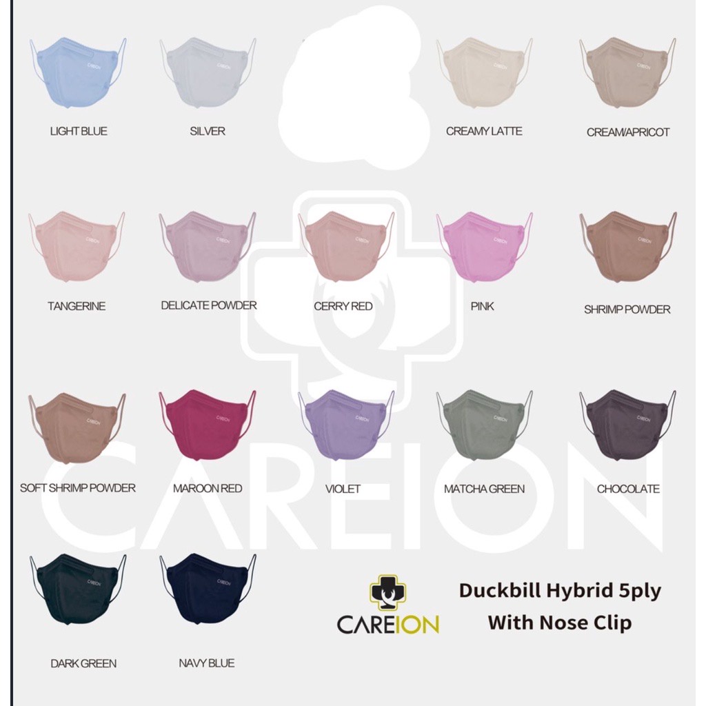 MASKER CAREION DUCKBILL HYBRID 5PLY WARNA WARNI | isi 10pcs