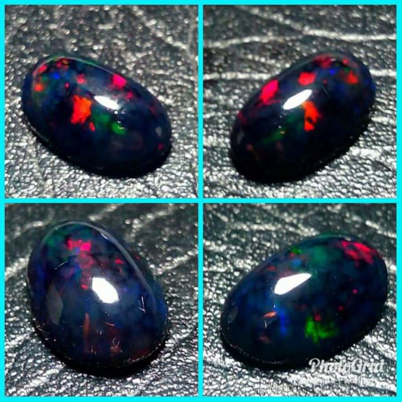 (Cod)Natural Batu Kalimaya Black Oval Top Jarong