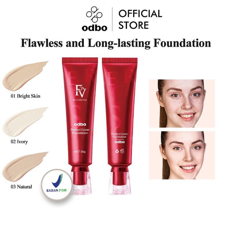 [iBooming]「BPOM」OdbO Perfect Cover Foundation 30g flawless and long-lasting makeup SK Forever FV