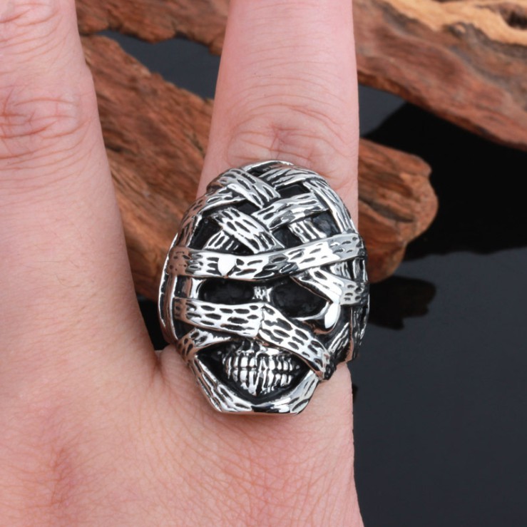 SEUSUK Cool Biker Retro Ring Egyptian Mummy Skeleton Ring Fashion Jewelry Gifts COD