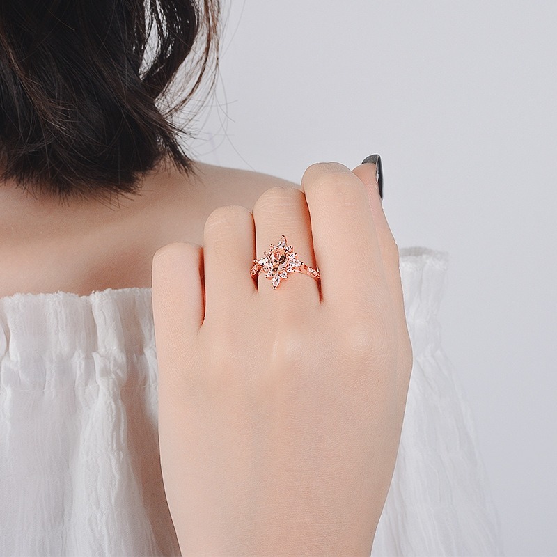 Baru Diamond Ring Kreatif 18K Rose Gold Plating