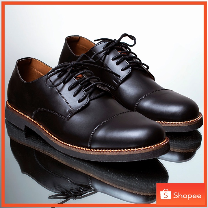 Sepatu Pantofel Pria Derby Oxford Formal Kulit Casual Sepatu Pantofel Hitam Pria Kerja Kantor Kuliah Pantopel Kasual Derby Original - Wirken Derby