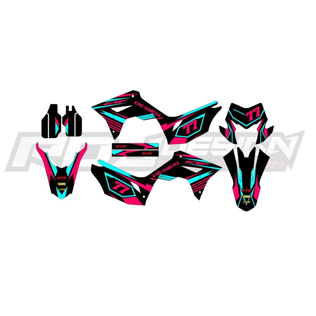 DECAL CRF 150 L-015 (HITAM BIRU CYAN PINK)