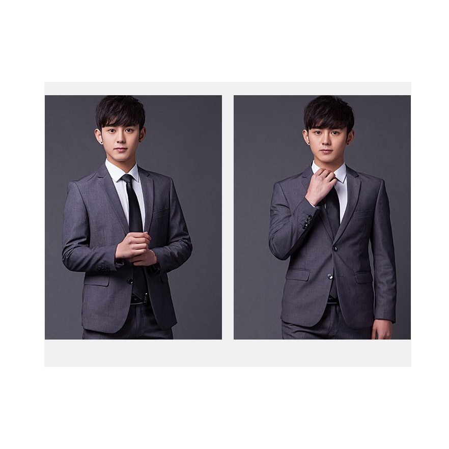 SETELAN JAS FORMAL PRIA / JAS KANTOR SLIMFIT NEW STYLE GREY 4IN1 HIGH TWIST LEBIH HEMAT