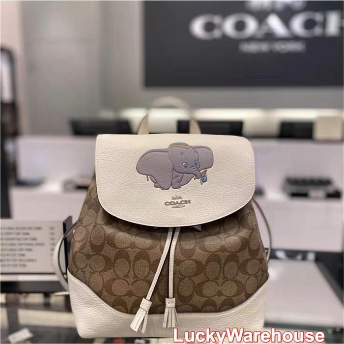 Coach X Disney Elle Backpack In Signature Canvas With Dumbo - ORI 100%