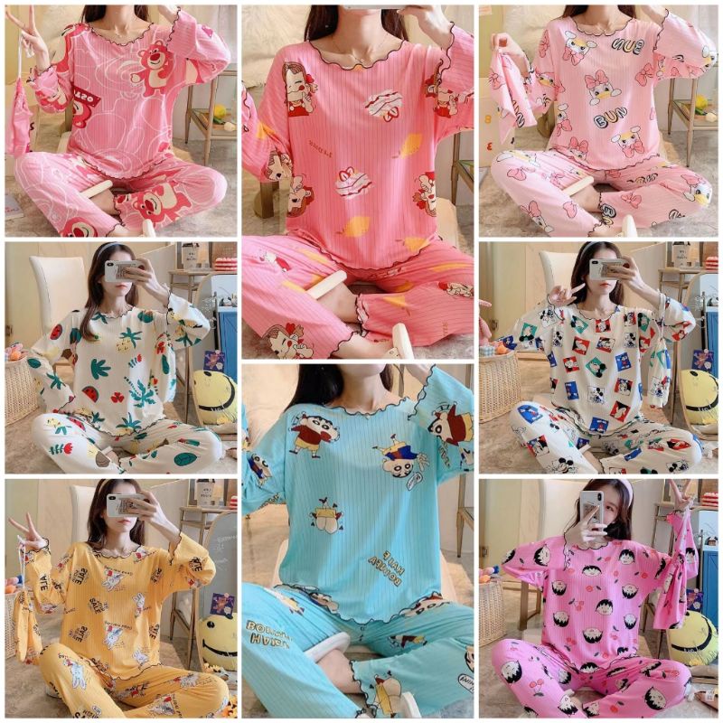 Baju Tidur Import Wanita Murah Piyama Import Wanita Motif Terbaru Jumbo LD120-150