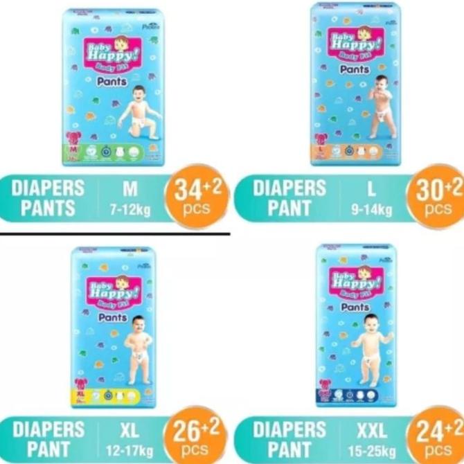 Baby Happy Pants M,L,Xl,Xxl ( 1 Karton Isi 4 Ball )