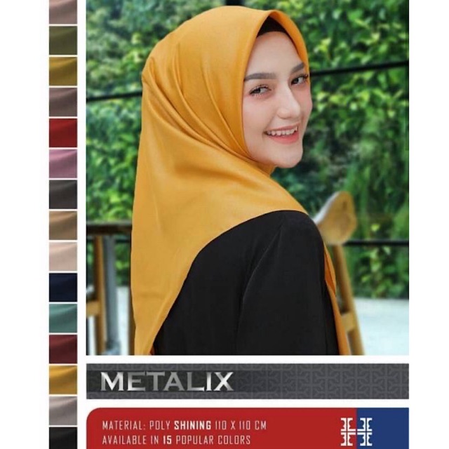 Hijab Segiempat - Jilbab Polos - Poly Shining - Metalix Havsa - Shinar Glamour - Electra Adabia
