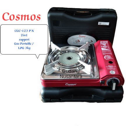 kompor gas portable cosmos cgc 123 p n 2in1 / kompor kemping cgc123pn / kompor portable cosmos cgc 1