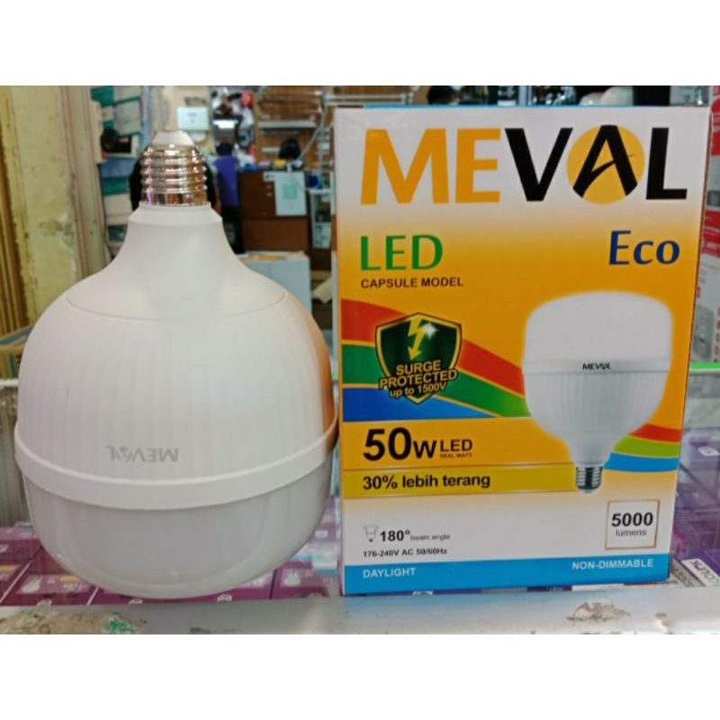 Meval Lampu led capsule 50w. Led Bulb eco 50watt. nyala putih