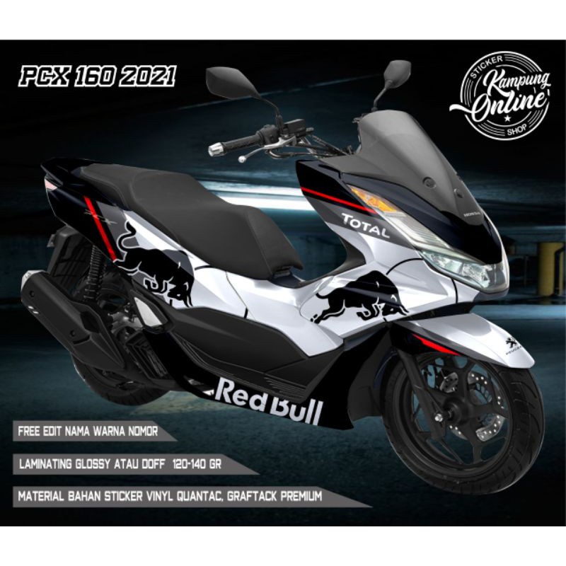 Decal full body honda Pcx New 160 Putih variasi red bull