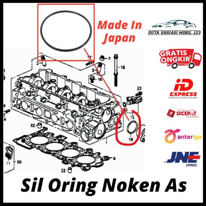 Sil / Seal Oring Noken As Brio, Mobilio, Crv 2014-2016, Crv Gen 4 2000CC