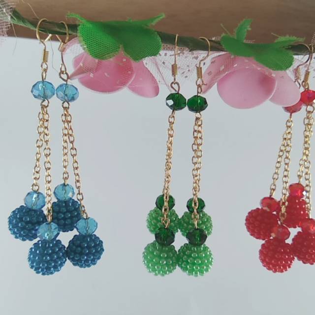 SEPASANG Terbaru Anting Korea /anting Fashion BijiBerry/Anting Jilbab kekinian by TokoPelangiNicer