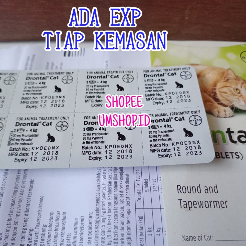 Drontal Cat Obat Cacing Kucing Asli - Drontal Kucing Asli