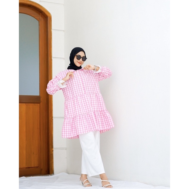 Freshmode // Norika tunik // Tunik Katun Wanita // Tunik Motif square // Tunik Motif Kotak [BISA COD