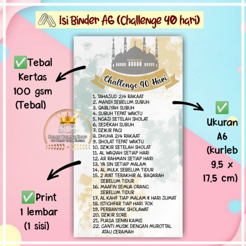 

Challenge 40 Hari | Kertas Binder A6